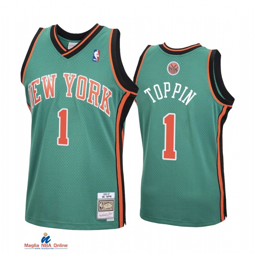 Maglia NBA New York Knicks NO.1 Obi Toppin Verde Hardwood Classics 2021