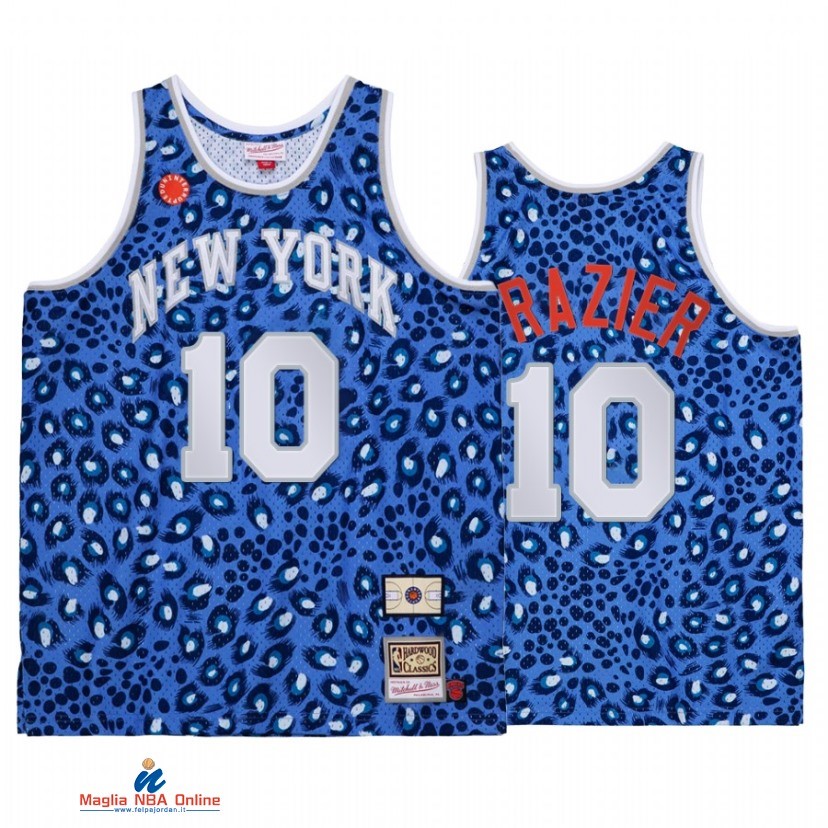 Maglia NBA New York Knicks NO.10 Walt Frazier Blu Throwback 2021
