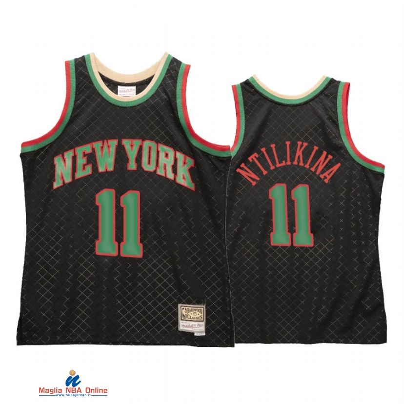 Maglia NBA New York Knicks NO.11 Frank Ntilikina Nero Hardwood Classics 2021
