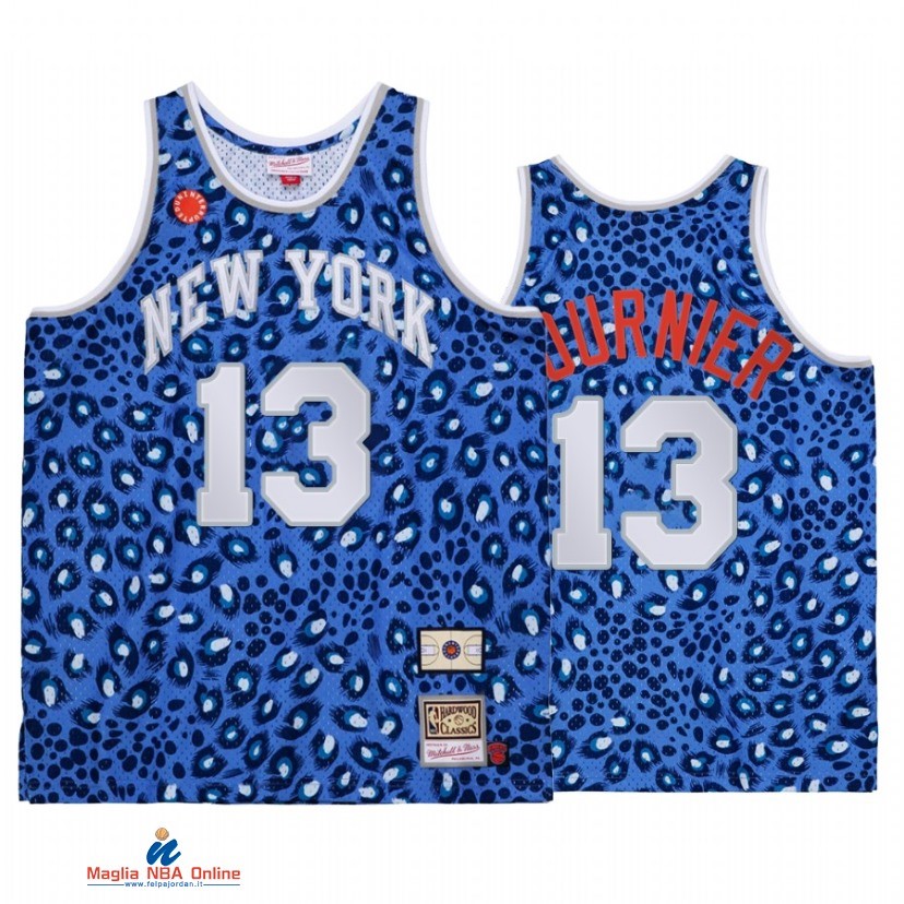 Maglia NBA New York Knicks NO.13 Evan Fournier Blu Throwback 2021