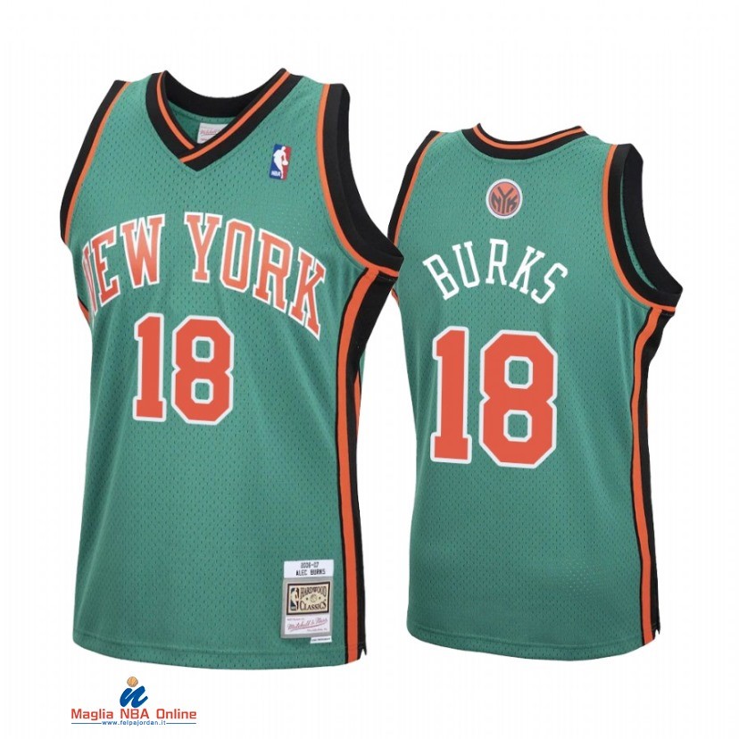 Maglia NBA New York Knicks NO.18 Alec Burks Verde Hardwood Classics 2021