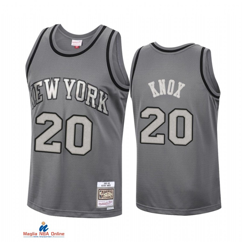 Maglia NBA New York Knicks NO.20 Kevin Knox Grigio Hardwood Classics 2021