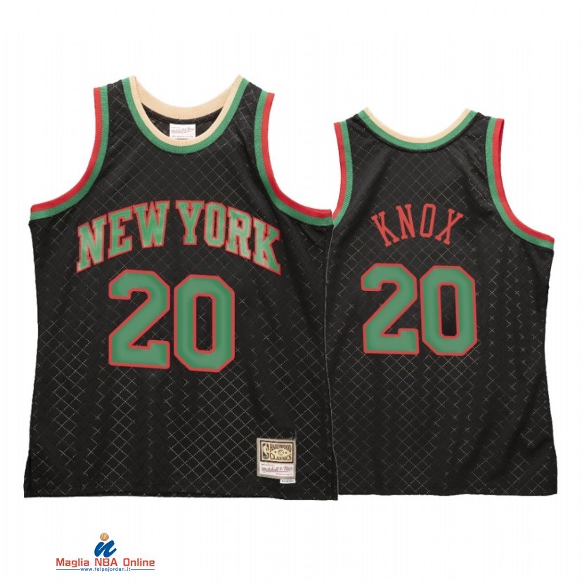Maglia NBA New York Knicks NO.20 Kevin Knox Nero Hardwood Classics 2021