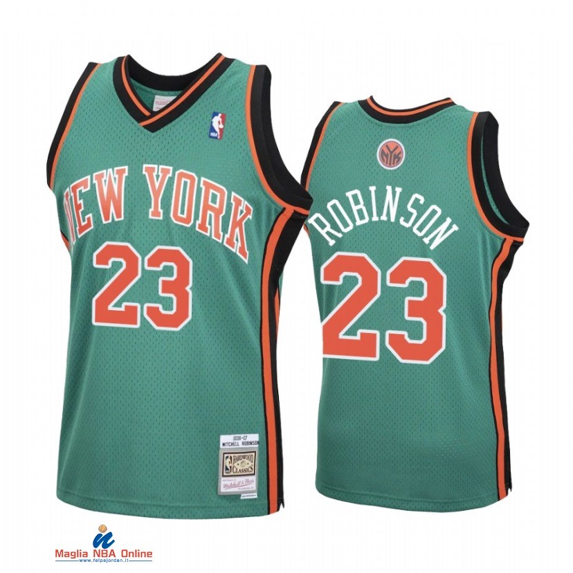 Maglia NBA New York Knicks NO.23 Mitchell Robinson Verde Hardwood Classics 2021