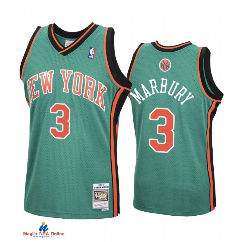 Maglia NBA New York Knicks NO.3 Stephon Marbury Verde Hardwood Classics 2021