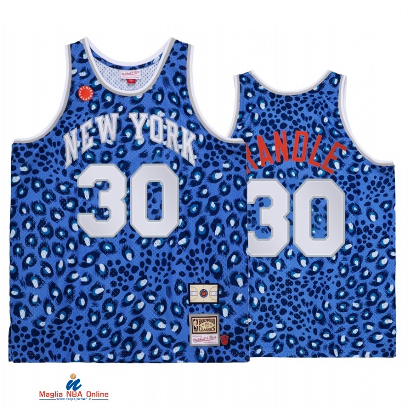 Maglia NBA New York Knicks NO.30 Julius Randle Blu Throwback 2021
