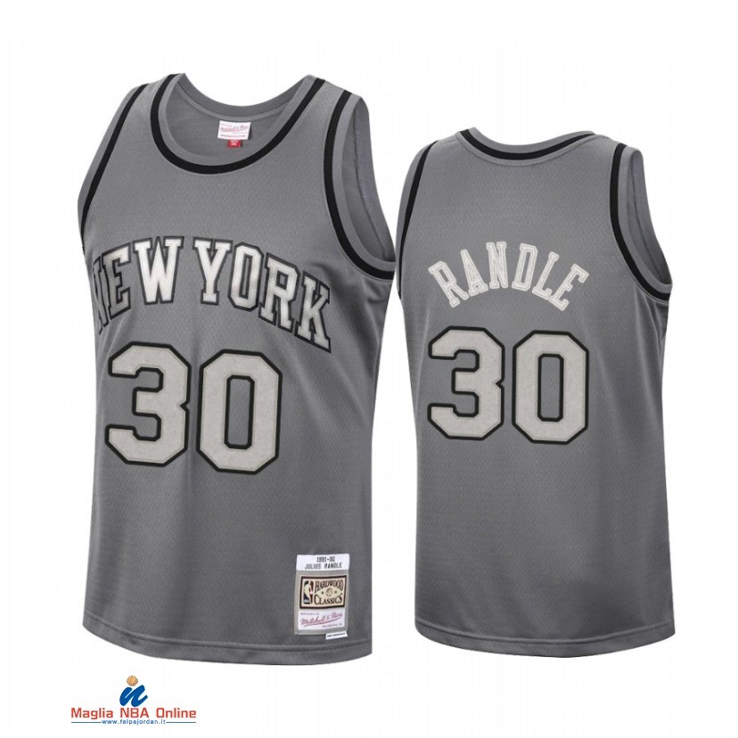 Maglia NBA New York Knicks NO.30 Julius Randle Grigio Hardwood Classics 2021
