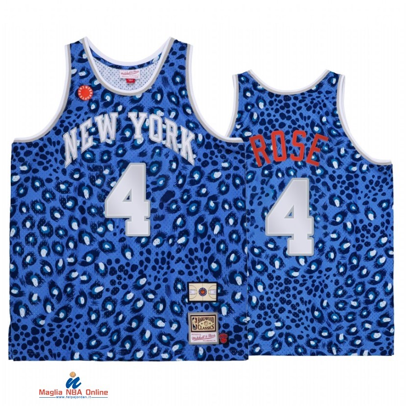 Maglia NBA New York Knicks NO.4 Derrick Rose Blu Throwback 2021