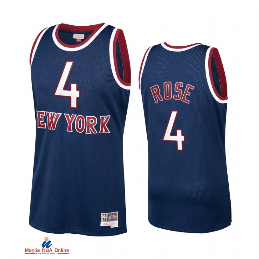 Maglia NBA New York Knicks NO.4 Derrick Rose Marino Throwback Hardwood Classics