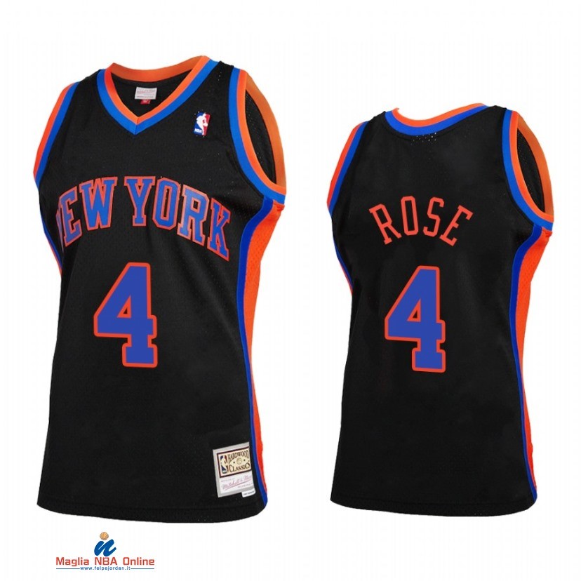 Maglia NBA New York Knicks NO.4 Derrick Rose Reload 2.0 Nero Hardwood Classics 2021