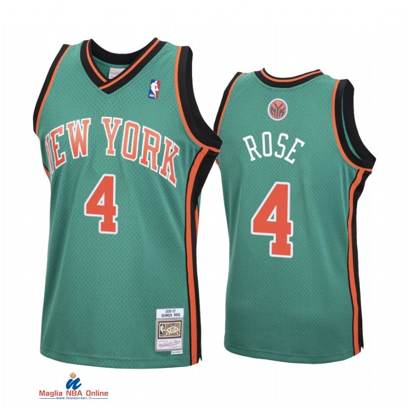 Maglia NBA New York Knicks NO.4 Derrick Rose Verde Hardwood Classics 2021