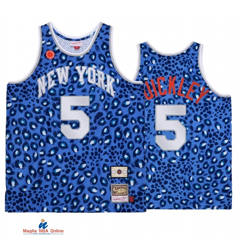 Maglia NBA New York Knicks NO.5 Immanuel Quickley Blu Throwback 2021