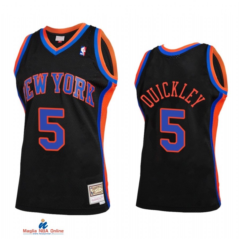 Maglia NBA New York Knicks NO.5 Immanuel Quickley Reload 2.0 Nero Hardwood Classics 2021