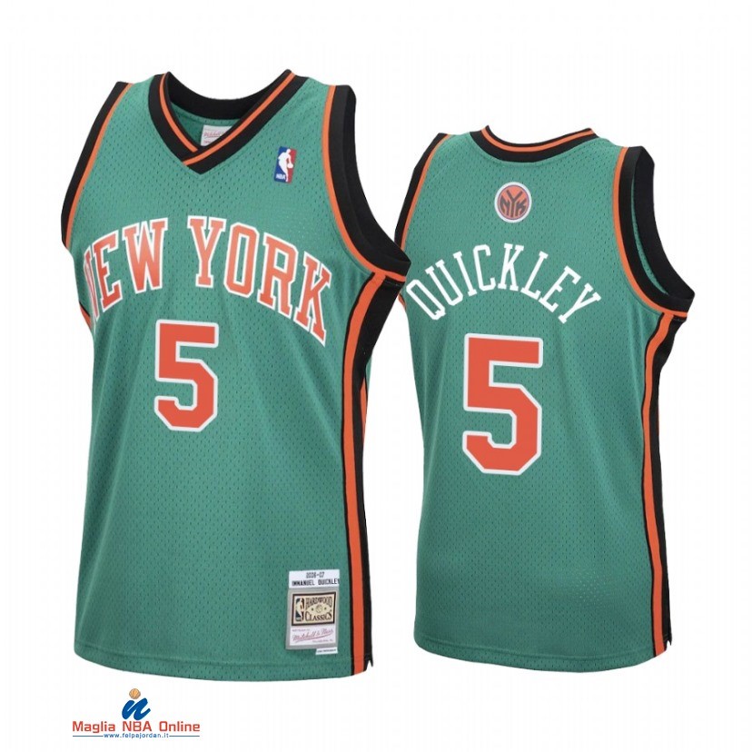 Maglia NBA New York Knicks NO.5 Immanuel Quickley Verde Hardwood Classics 2021