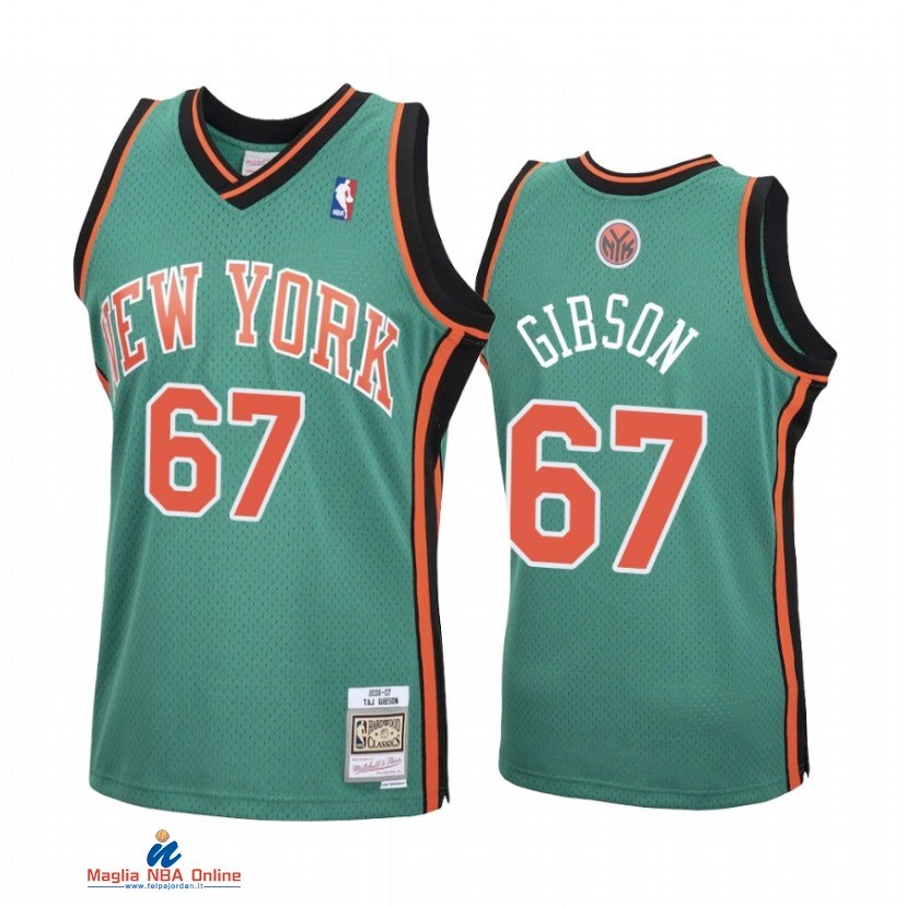 Maglia NBA New York Knicks NO.67 Taj Gibson Verde Hardwood Classics 2021