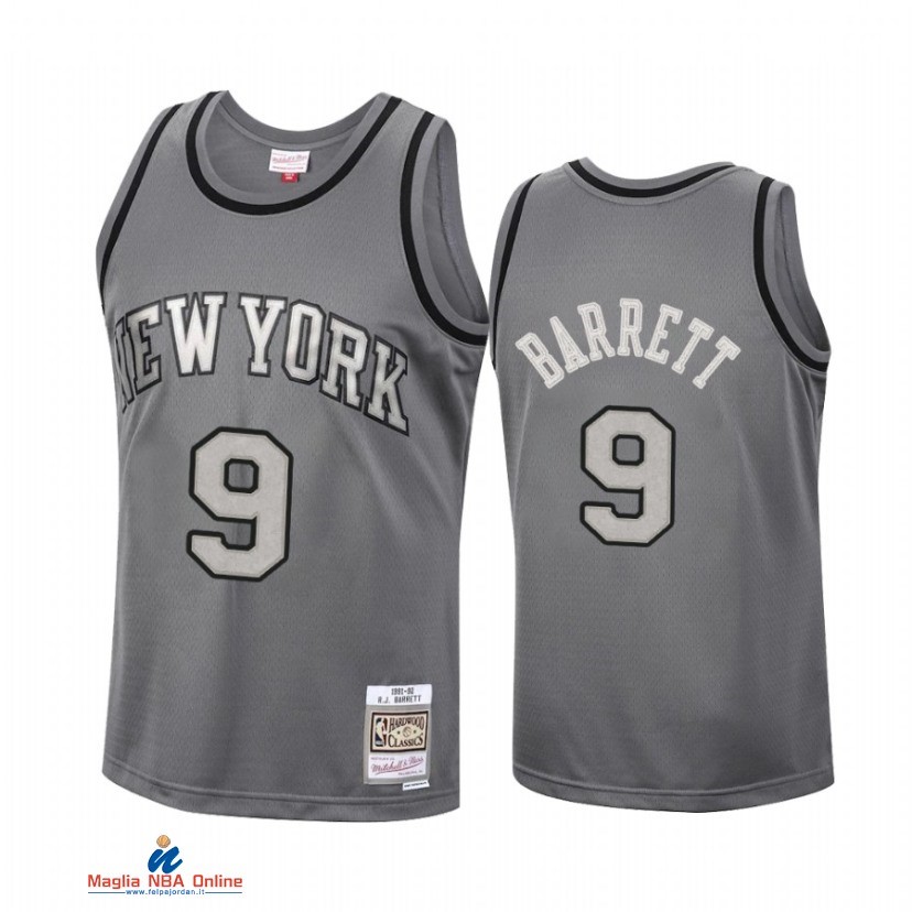 Maglia NBA New York Knicks NO.9 R.J. Barrett Grigio Hardwood Classics 2021