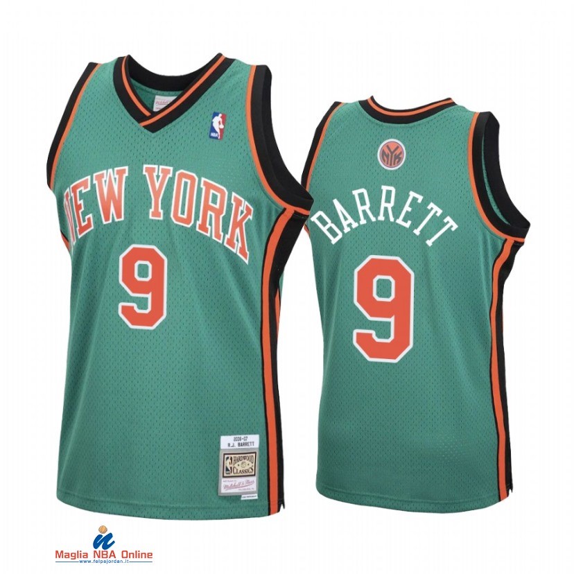 Maglia NBA New York Knicks NO.9 R.J. Barrett Verde Hardwood Classics 2021