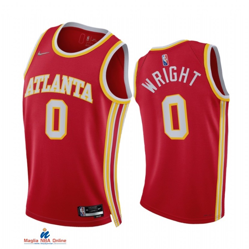 Maglia NBA Nike Atlanta Hawks NO.0 Delon Wright 75th Season Diamante Rosso Icon 2021-22