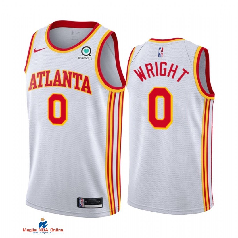 Maglia NBA Nike Atlanta Hawks NO.0 Delon Wright Bianco Association 2021-22