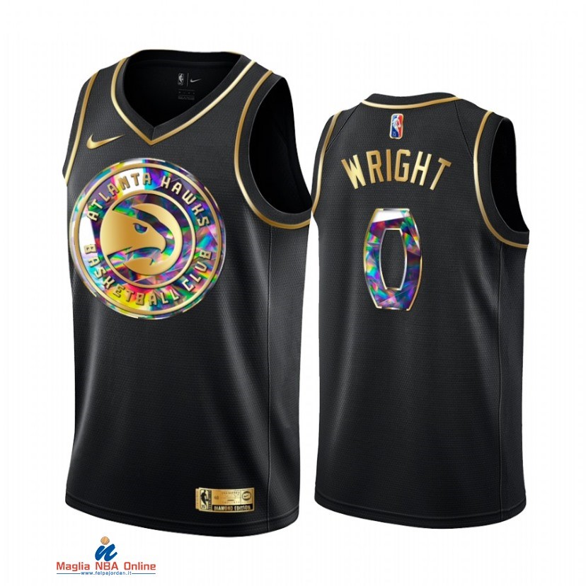 Maglia NBA Nike Atlanta Hawks NO.0 Delon Wright Nero Diamante 2021-22