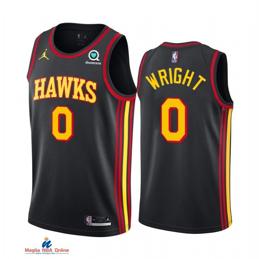 Maglia NBA Nike Atlanta Hawks NO.0 Delon Wright Nero Statement 2021-22