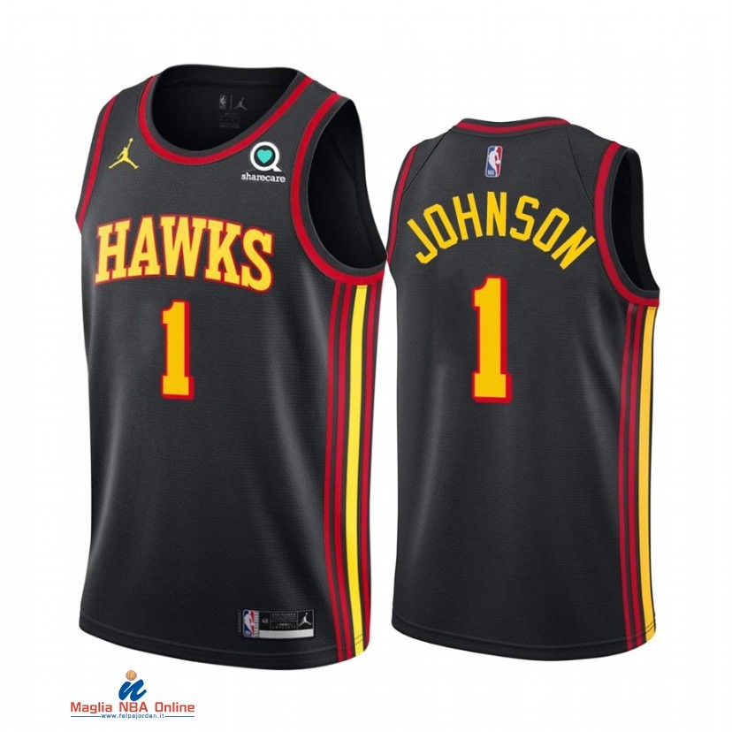 Maglia NBA Nike Atlanta Hawks NO.1 Jalen Johnson Nero Statement 2021-22