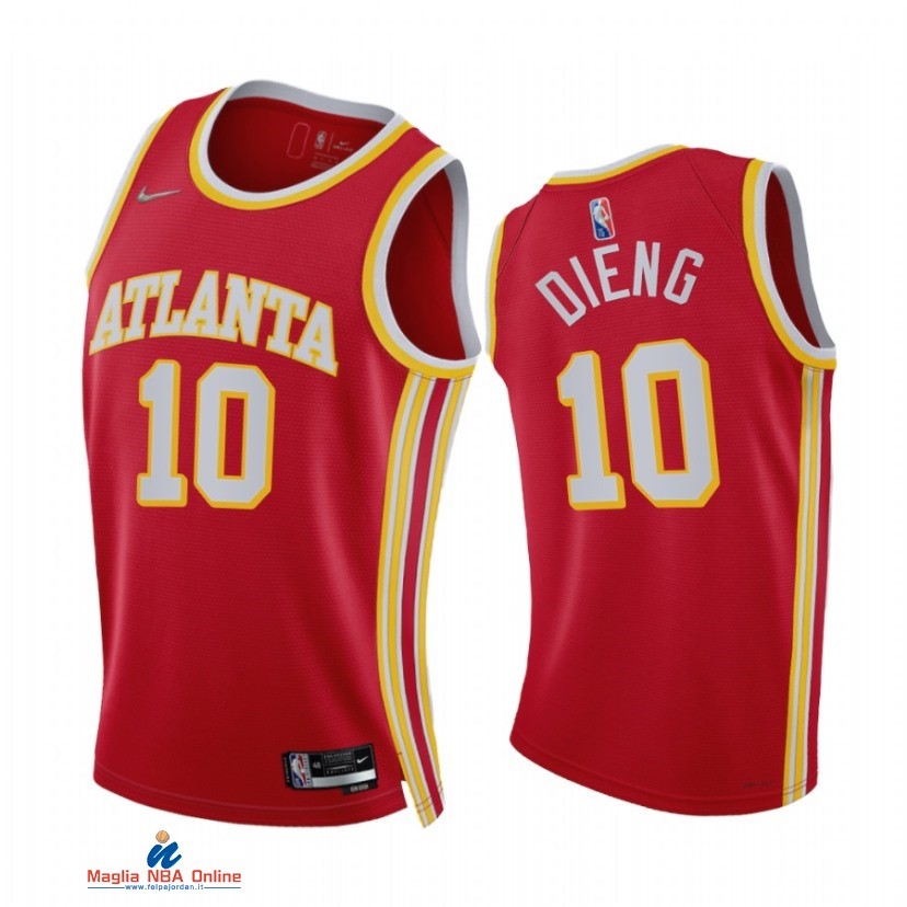 Maglia NBA Nike Atlanta Hawks NO.10 Gorgui Dieng 75th Season Diamante Rosso Icon 2021-22