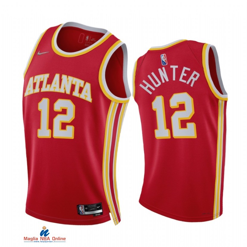 Maglia NBA Nike Atlanta Hawks NO.12 De'Andre Hunter 75th Season Diamante Rosso Icon 2021-22