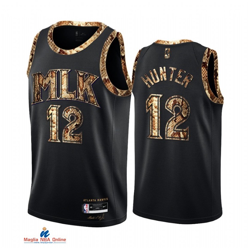 Maglia NBA Nike Atlanta Hawks NO.12 De'andre Hunter Piel De Pitón Nero 2021-22