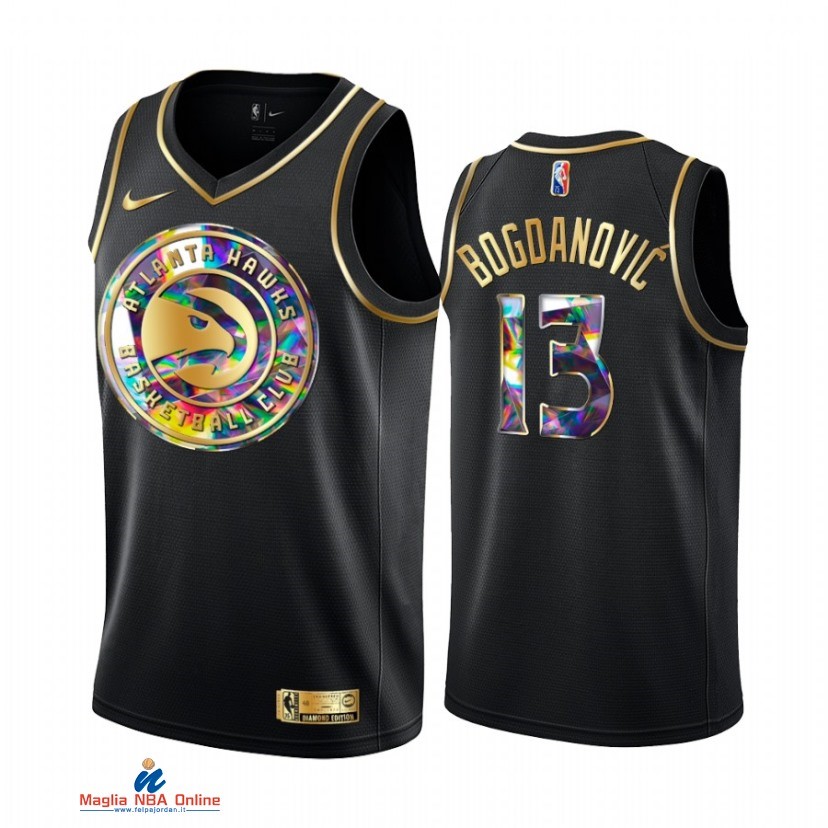 Maglia NBA Nike Atlanta Hawks NO.13 Bogdan Bogdanovic Nero Diamante 2021-22