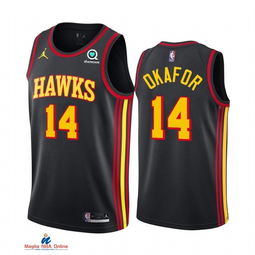 Maglia NBA Nike Atlanta Hawks NO.14 Jahlil Okafor Nero Statement 2021-22