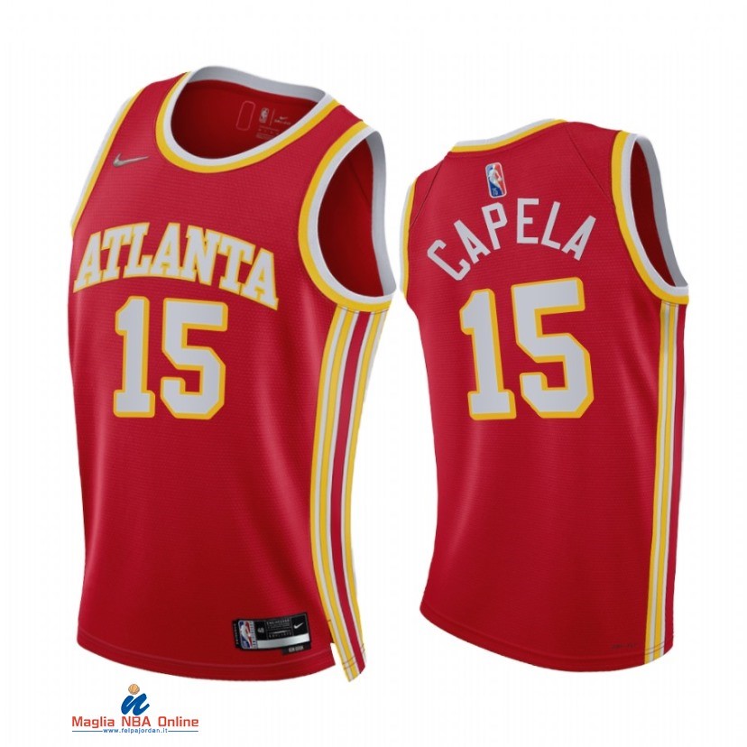 Maglia NBA Nike Atlanta Hawks NO.15 Clint Capela 75th Season Diamante Rosso Icon 2021-22