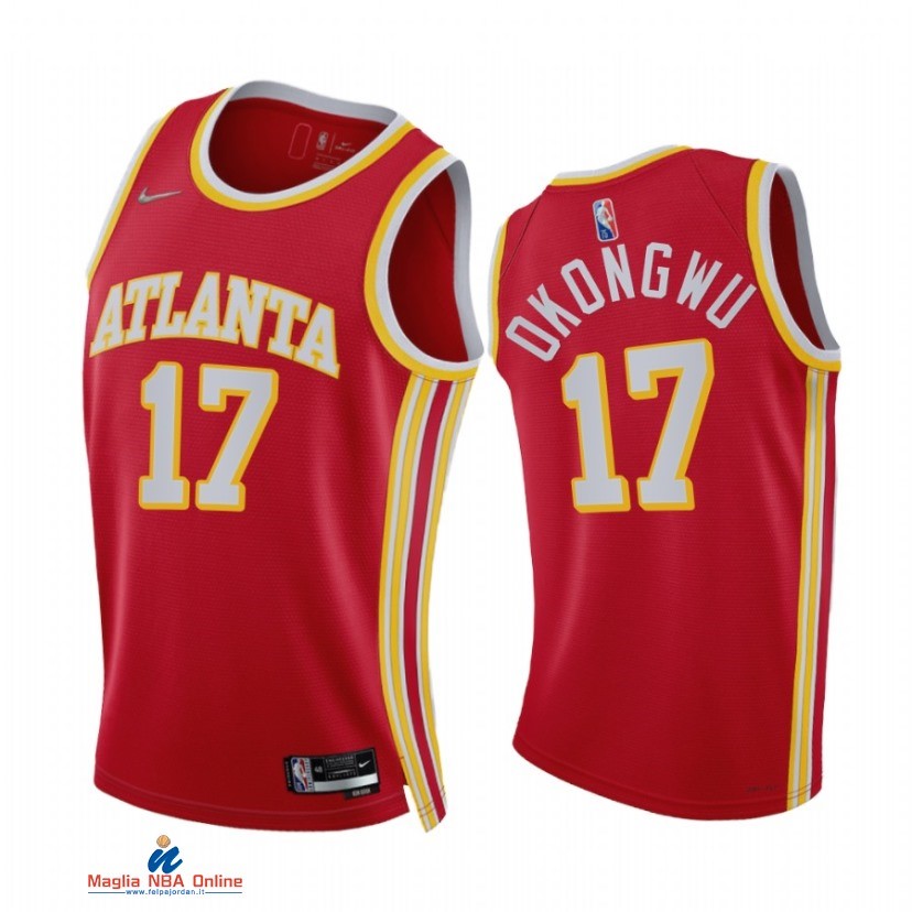 Maglia NBA Nike Atlanta Hawks NO.17 Onyeka Okongwu 75th Season Diamante Rosso Icon 2021-22