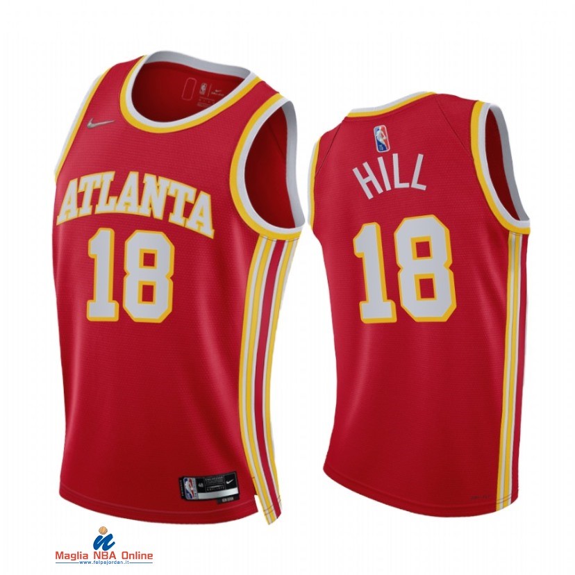 Maglia NBA Nike Atlanta Hawks NO.18 Solomon Hill 75th Season Diamante Rosso Icon 2021-22