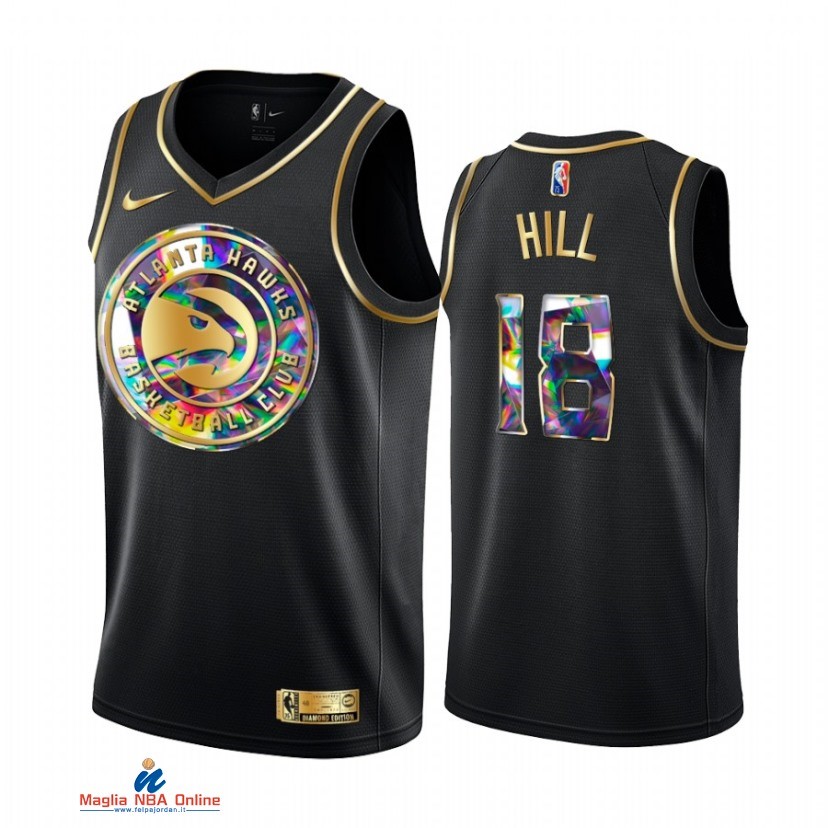 Maglia NBA Nike Atlanta Hawks NO.18 Solomon Hill Nero Diamante 2021-22