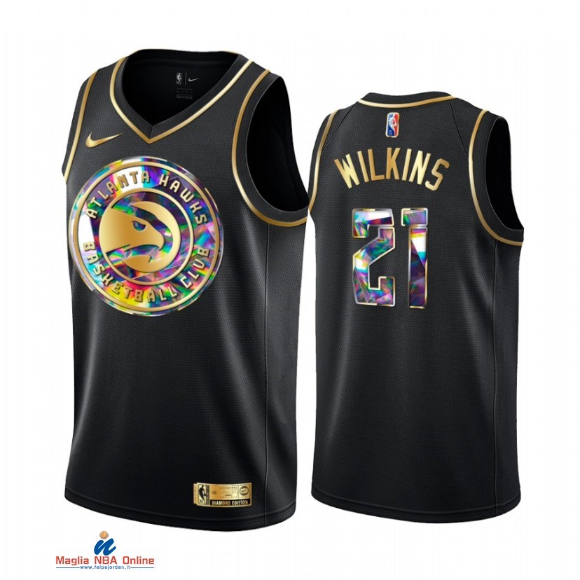 Maglia NBA Nike Atlanta Hawks NO.21 Dominique Wilkins Nero Diamante 2021-22