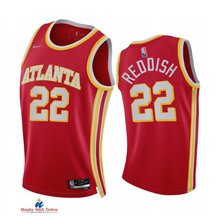 Maglia NBA Nike Atlanta Hawks NO.22 Cam Reddish 75th Season Diamante Rosso Icon 2021-22