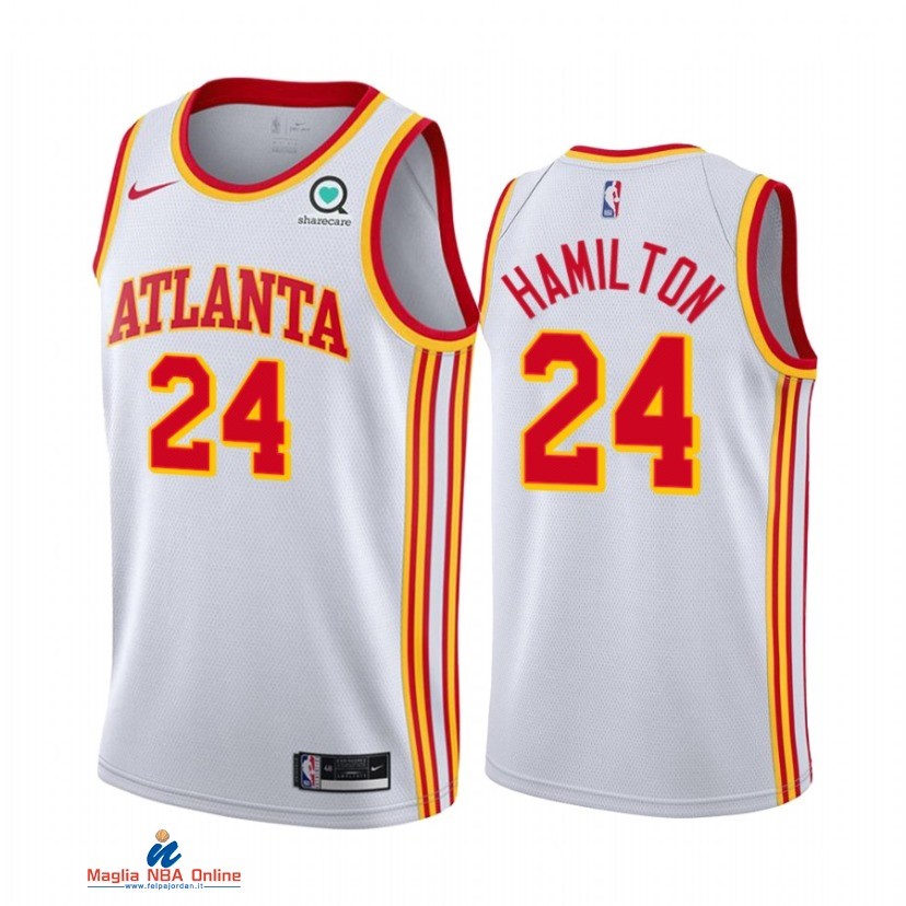 Maglia NBA Nike Atlanta Hawks NO.24 Johnny Hamilton Bianco Association 2021-22