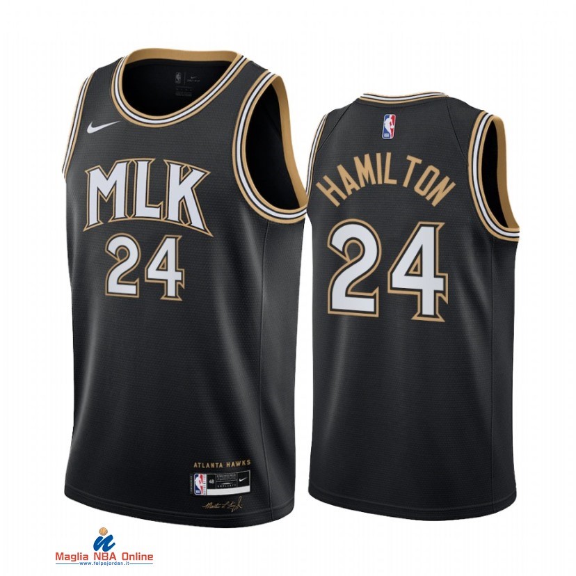 Maglia NBA Nike Atlanta Hawks NO.24 Johnny Hamilton Nero Città 2021-22