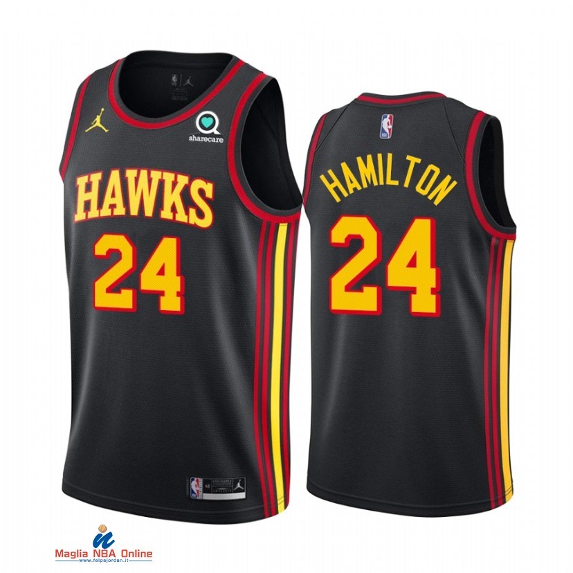 Maglia NBA Nike Atlanta Hawks NO.24 Johnny Hamilton Nero Statement 2021-22