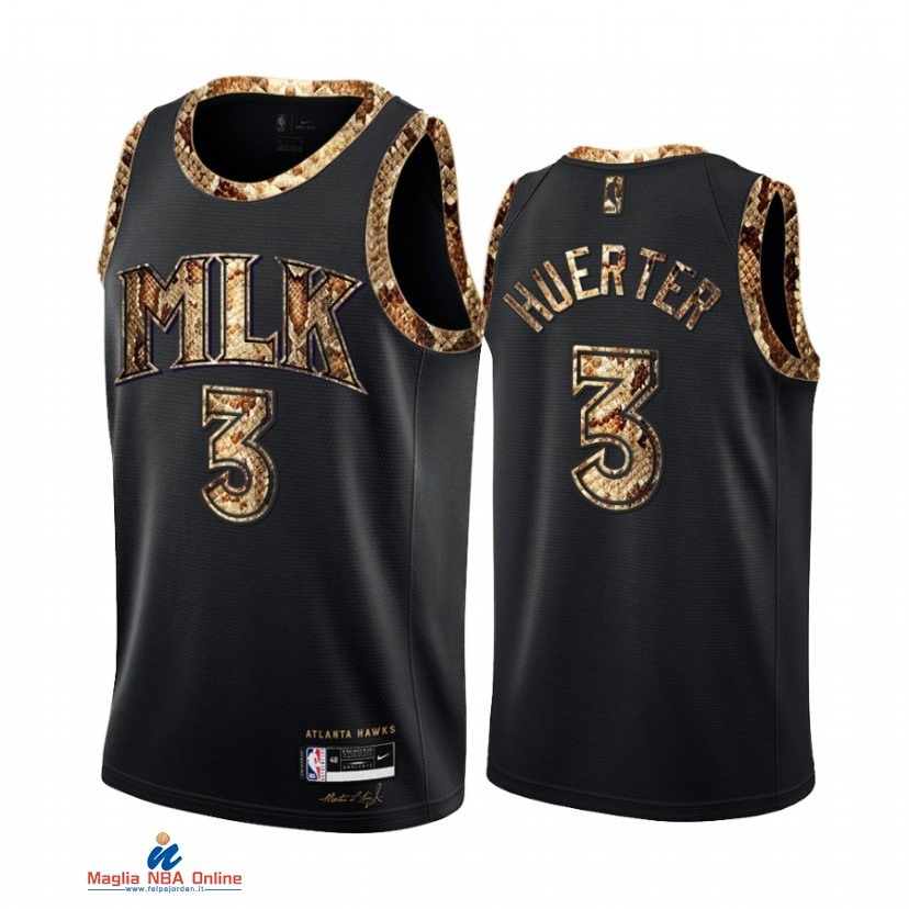 Maglia NBA Nike Atlanta Hawks NO.3 Kevin Huerter Piel De Pitón Nero 2021-22