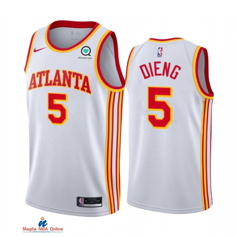 Maglia NBA Nike Atlanta Hawks NO.5 Gorgui Dieng Bianco Association 2021-22