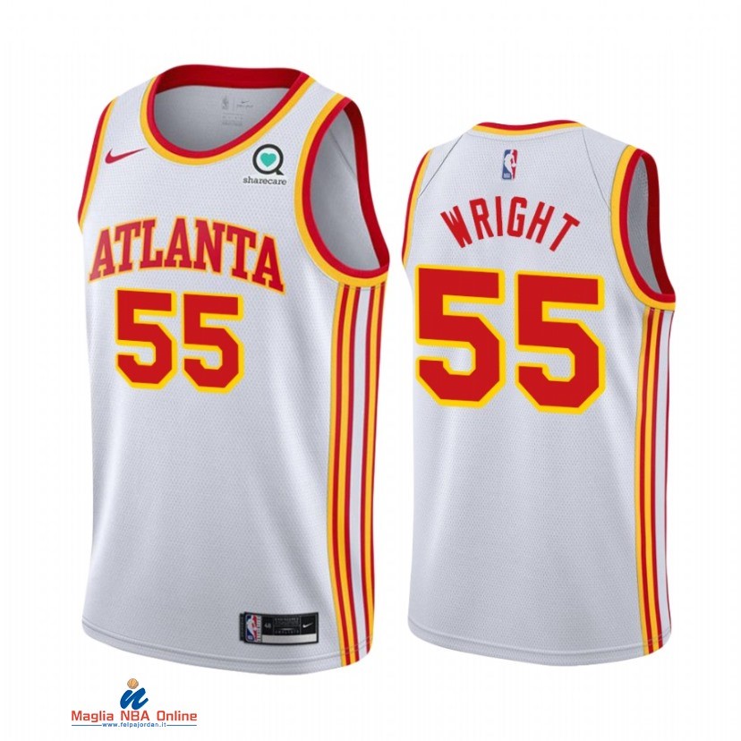 Maglia NBA Nike Atlanta Hawks NO.55 Delon Wright Bianco Association 2021-22