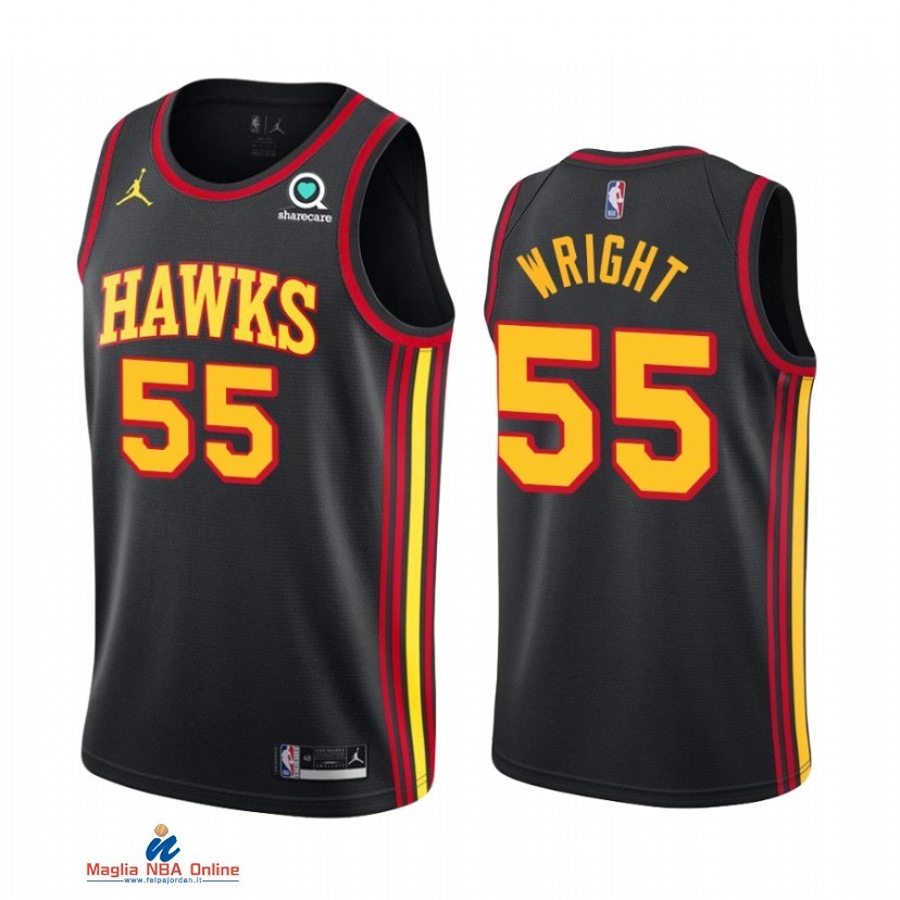 Maglia NBA Nike Atlanta Hawks NO.55 Delon Wright Nero Statement 2021-22