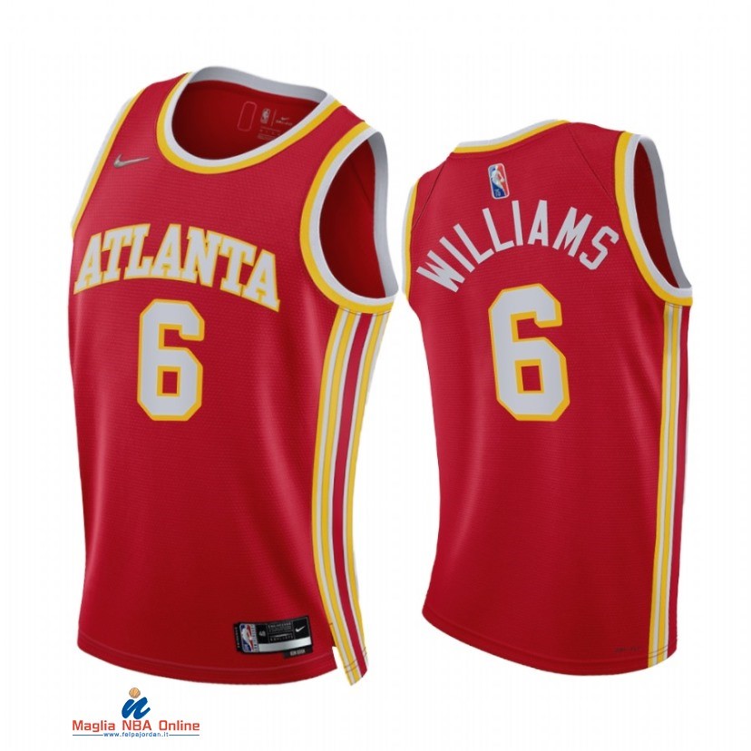 Maglia NBA Nike Atlanta Hawks NO.6 Lou Williams 75th Season Diamante Rosso Icon 2021-22