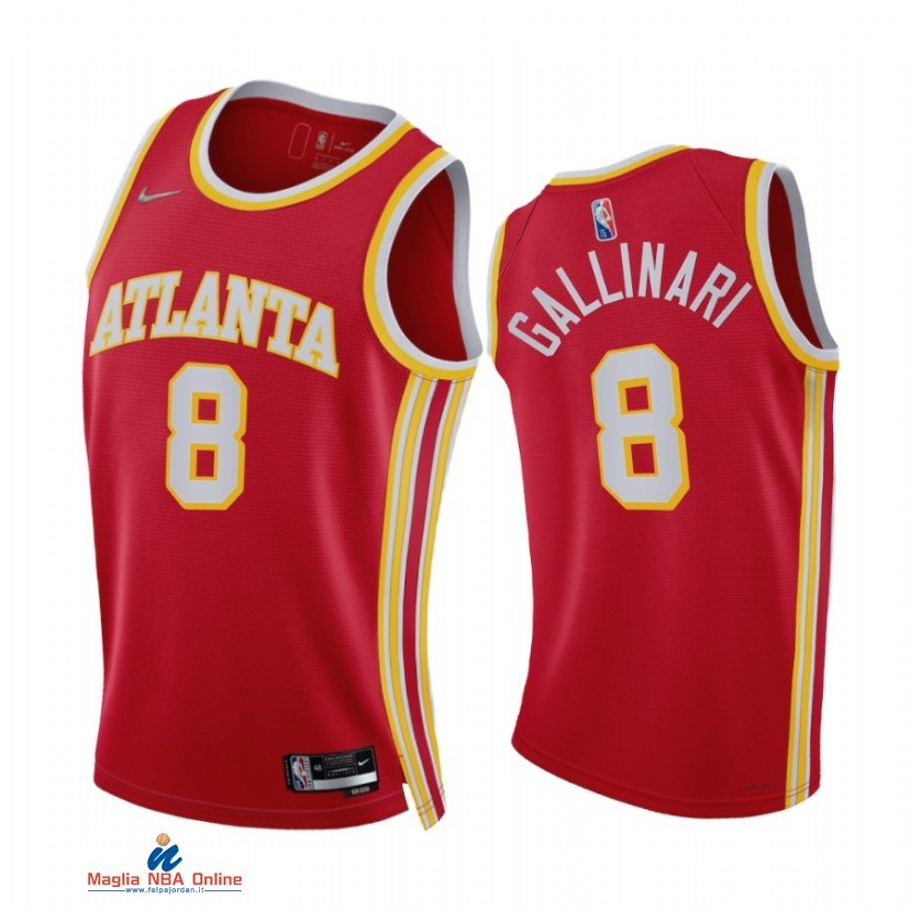 Maglia NBA Nike Atlanta Hawks NO.8 Danilo Gallinari 75th Season Diamante Rosso Icon 2021-22