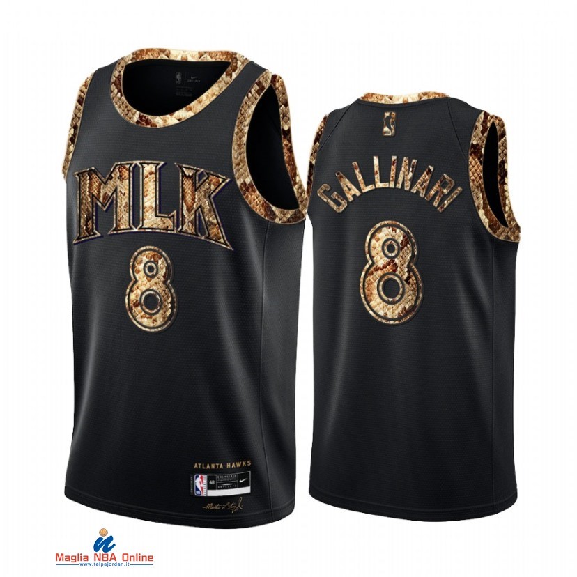 Maglia NBA Nike Atlanta Hawks NO.8 Danilo Gallinari Piel De Pitón Nero 2021-22