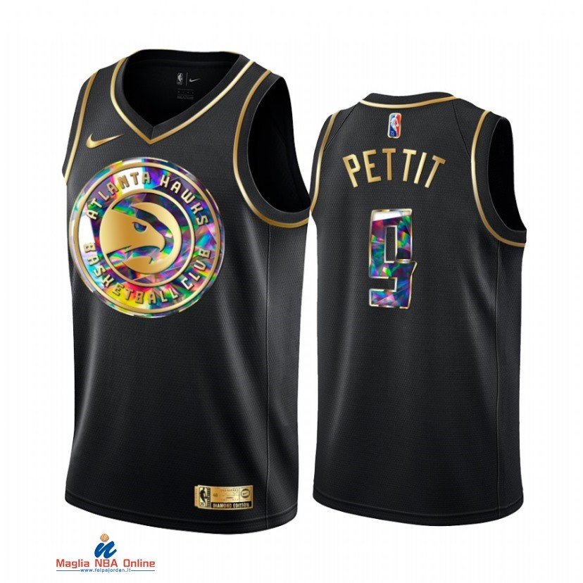 Maglia NBA Nike Atlanta Hawks NO.9 Bob Pettit Nero Diamante 2021-22