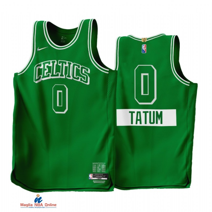 Maglia NBA Nike Boston Celtics NO.0 Jayson Tatum 75th Season Verde Città 2021-22