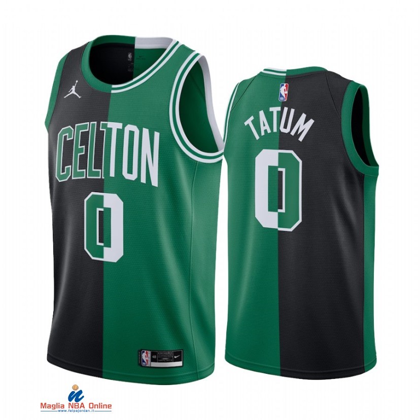 Maglia NBA Nike Boston Celtics NO.0 Jayson Tatum Nero Verde Split Edition 2021-22